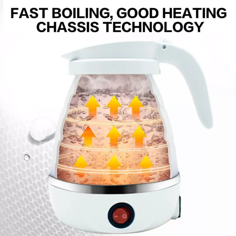 Foldable Electric Kettle Easy to Carry – 600ml Portable Collapsible Silicone Travel Kettle (Fast Boiling)