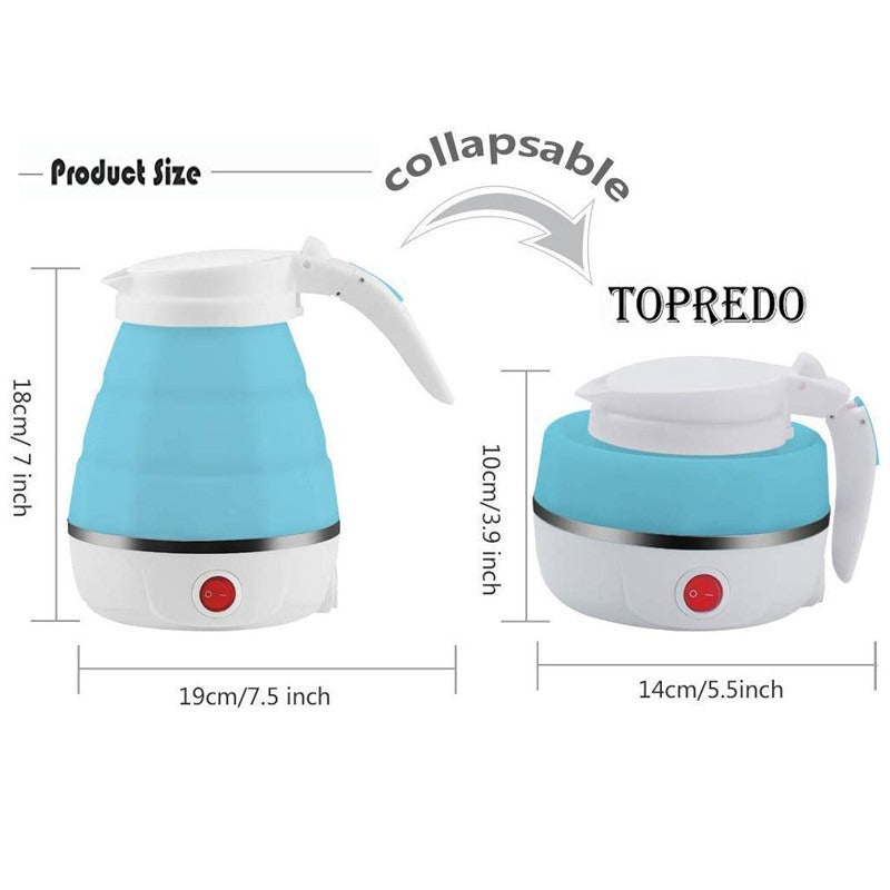 Foldable Electric Kettle Easy to Carry – 600ml Portable Collapsible Silicone Travel Kettle (Fast Boiling)