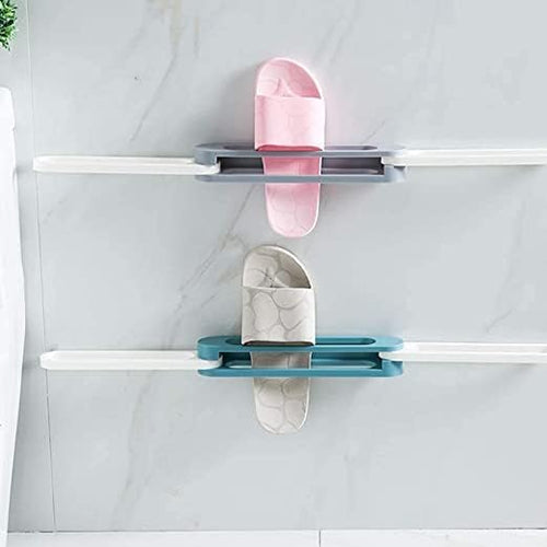 3-in-1 Wall Mounted Folding Shoes & Slippers Rack – Bathroom Organizer