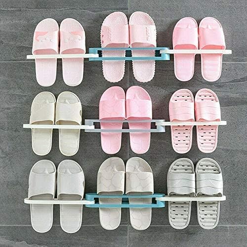 3-in-1 Wall Mounted Folding Shoes & Slippers Rack – Bathroom Organizer