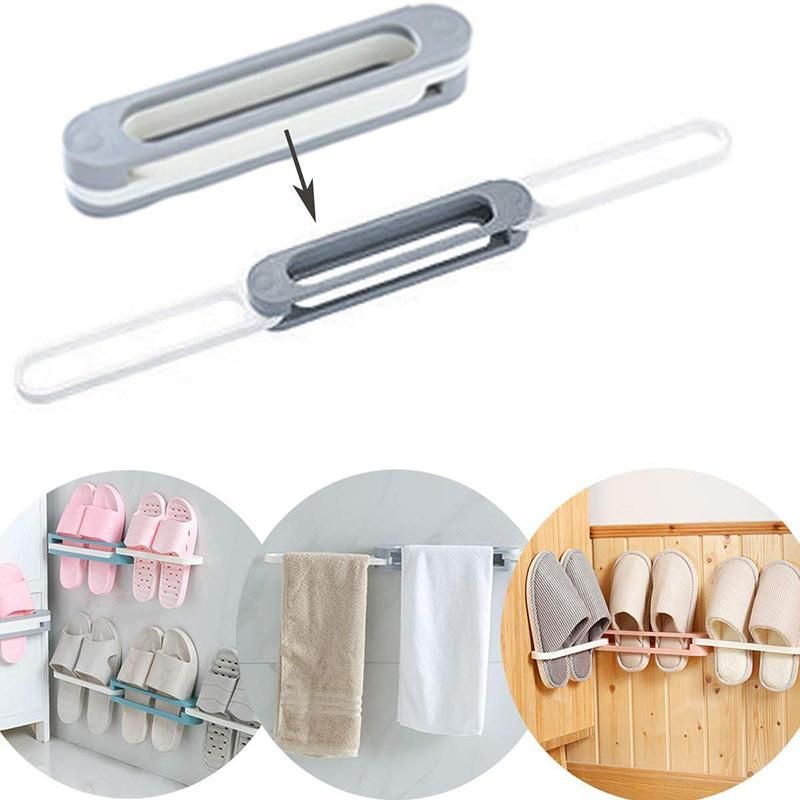 3-in-1 Wall Mounted Folding Shoes & Slippers Rack – Bathroom Organizer