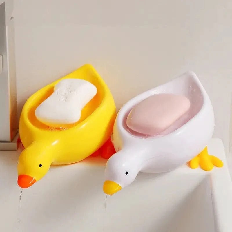 2-Piece Cute Duck Soap Holder – Soap Drying Rack for Bathroom & Kitchen (Random Color)