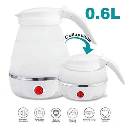 Foldable Electric Kettle Easy to Carry – 600ml Portable Collapsible Silicone Travel Kettle (Fast Boiling)