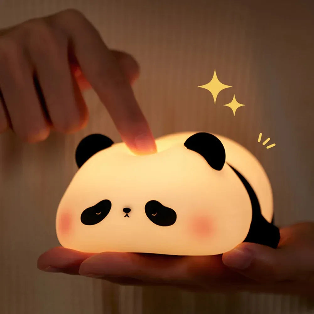 Cute Panda Night Light – Silicone Soft Lamp | Portable & Child-Safe Bedside Light (3 Level Dimmable)