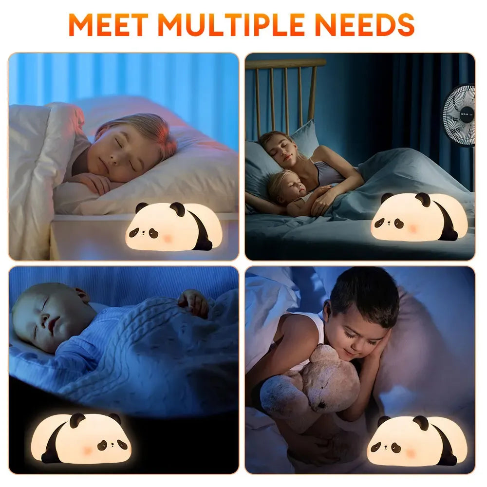 Cute Panda Night Light – Silicone Soft Lamp | Portable & Child-Safe Bedside Light (3 Level Dimmable)