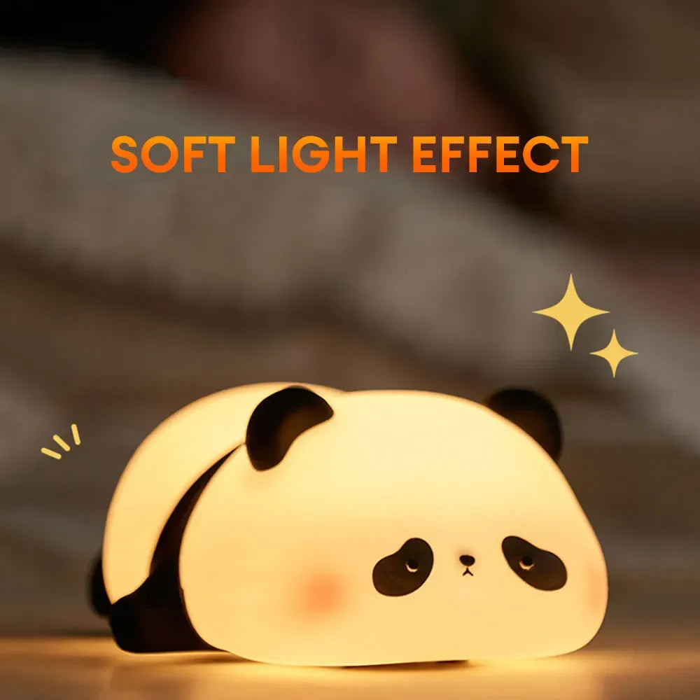 Cute Panda Night Light – Silicone Soft Lamp | Portable & Child-Safe Bedside Light (3 Level Dimmable)