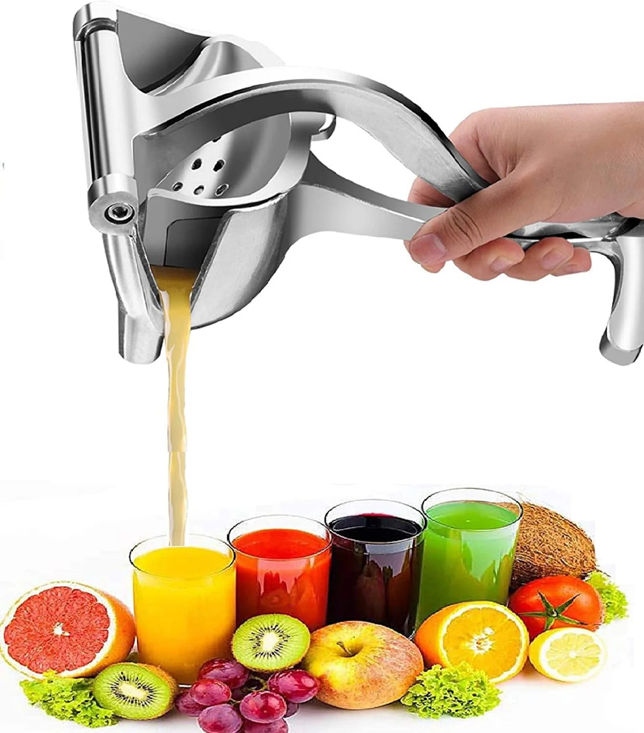 Stainless Steel Manual Fruit Juicer | Lemon & Orange Handheld Clip Squeezer | Portable No-Electric Juicer