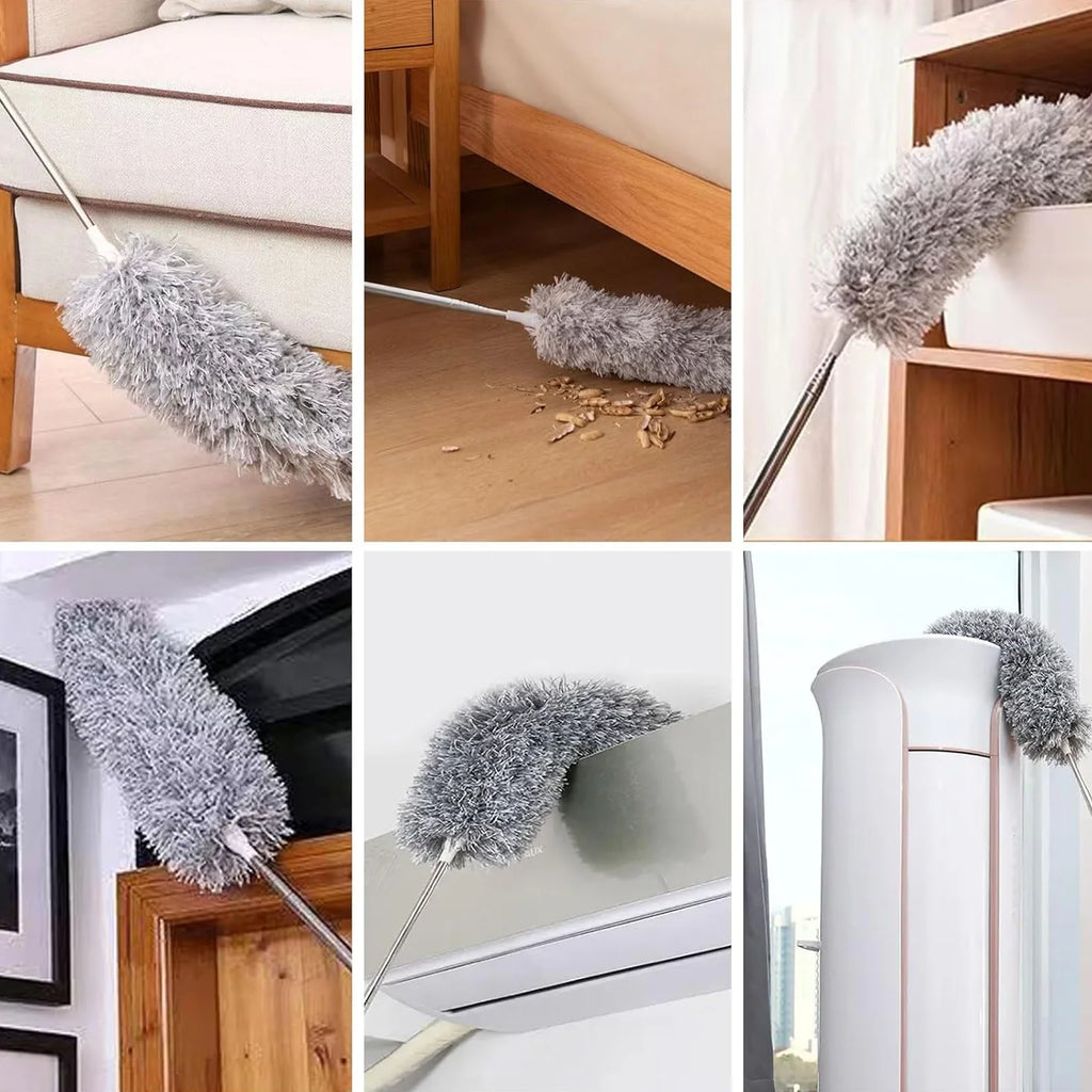 Premium Microfiber Fan Duster – Extendable & Washable Dust Cleaner | 360° Flexible and Easy Cleaning for Fans, Shelves & Hard-to-Reach Areas