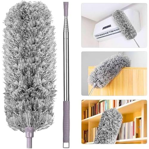 Premium Microfiber Fan Duster – Extendable & Washable Dust Cleaner | 360° Flexible and Easy Cleaning for Fans, Shelves & Hard-to-Reach Areas