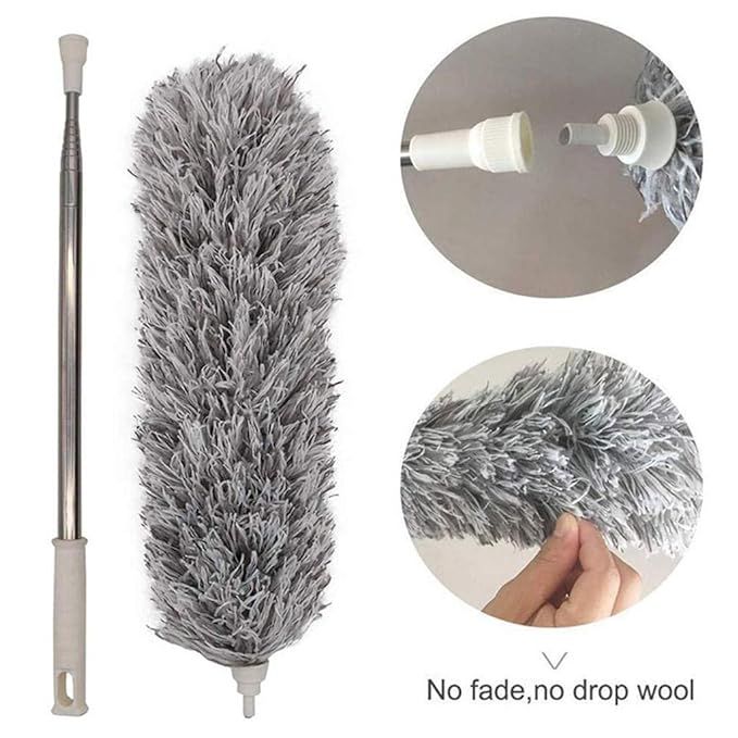 Premium Microfiber Fan Duster – Extendable & Washable Dust Cleaner | 360° Flexible and Easy Cleaning for Fans, Shelves & Hard-to-Reach Areas