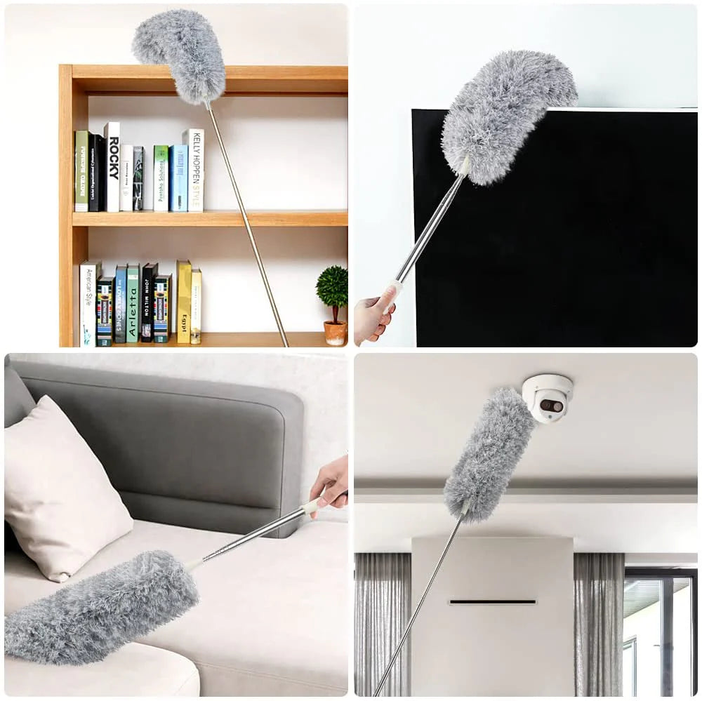 Premium Microfiber Fan Duster – Extendable & Washable Dust Cleaner | 360° Flexible and Easy Cleaning for Fans, Shelves & Hard-to-Reach Areas