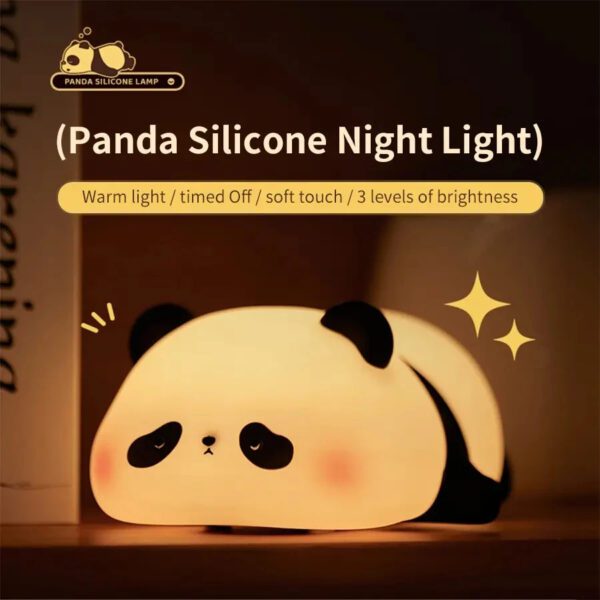 Cute Panda Night Light – Silicone Soft Lamp | Portable & Child-Safe Bedside Light (3 Level Dimmable)