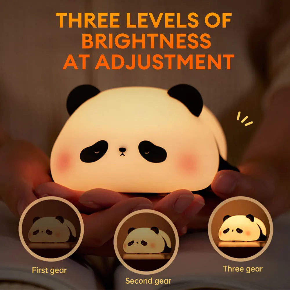 Cute Panda Night Light – Silicone Soft Lamp | Portable & Child-Safe Bedside Light (3 Level Dimmable)