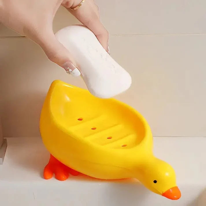 2-Piece Cute Duck Soap Holder – Soap Drying Rack for Bathroom & Kitchen (Random Color)