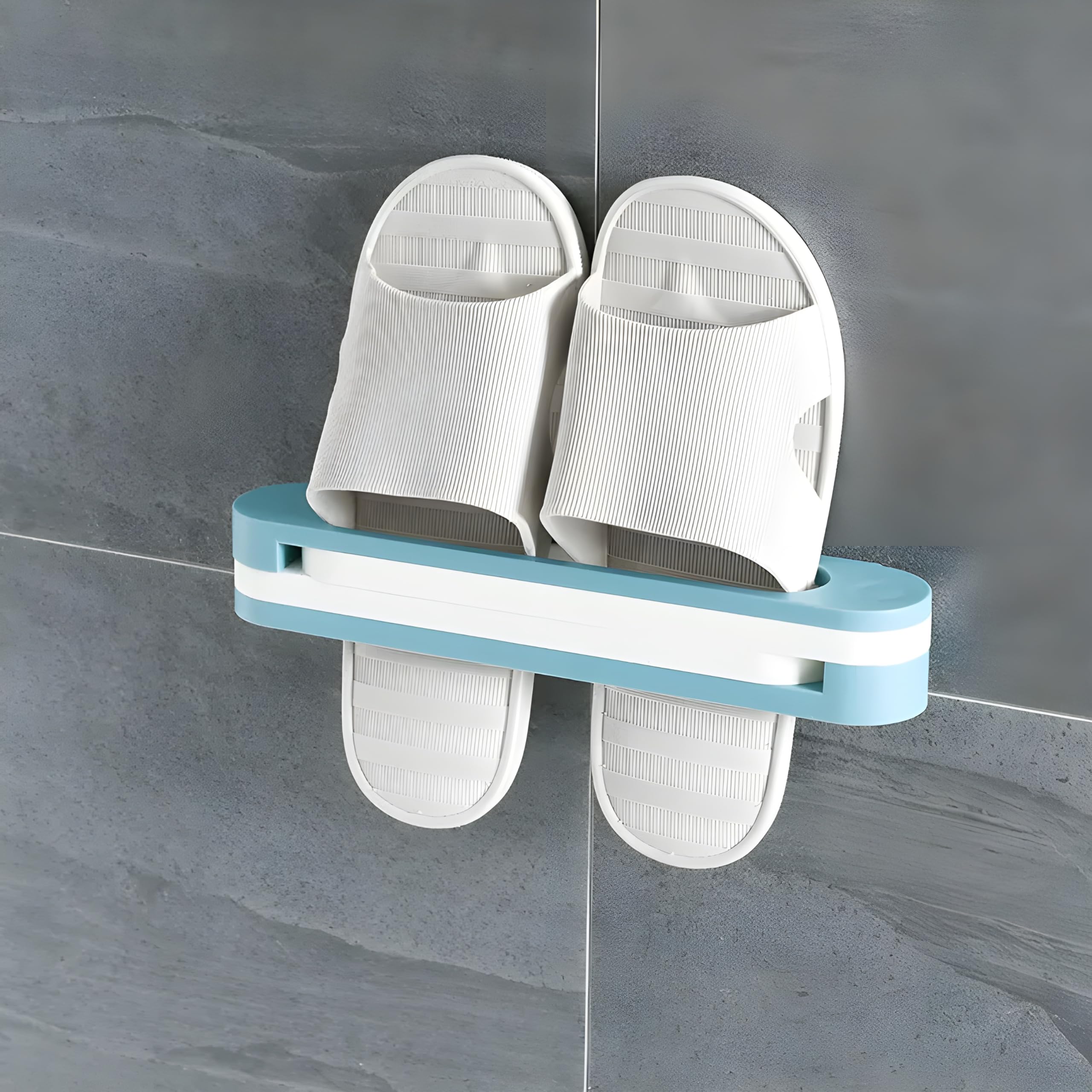 3-in-1 Wall Mounted Folding Shoes & Slippers Rack – Bathroom Organizer
