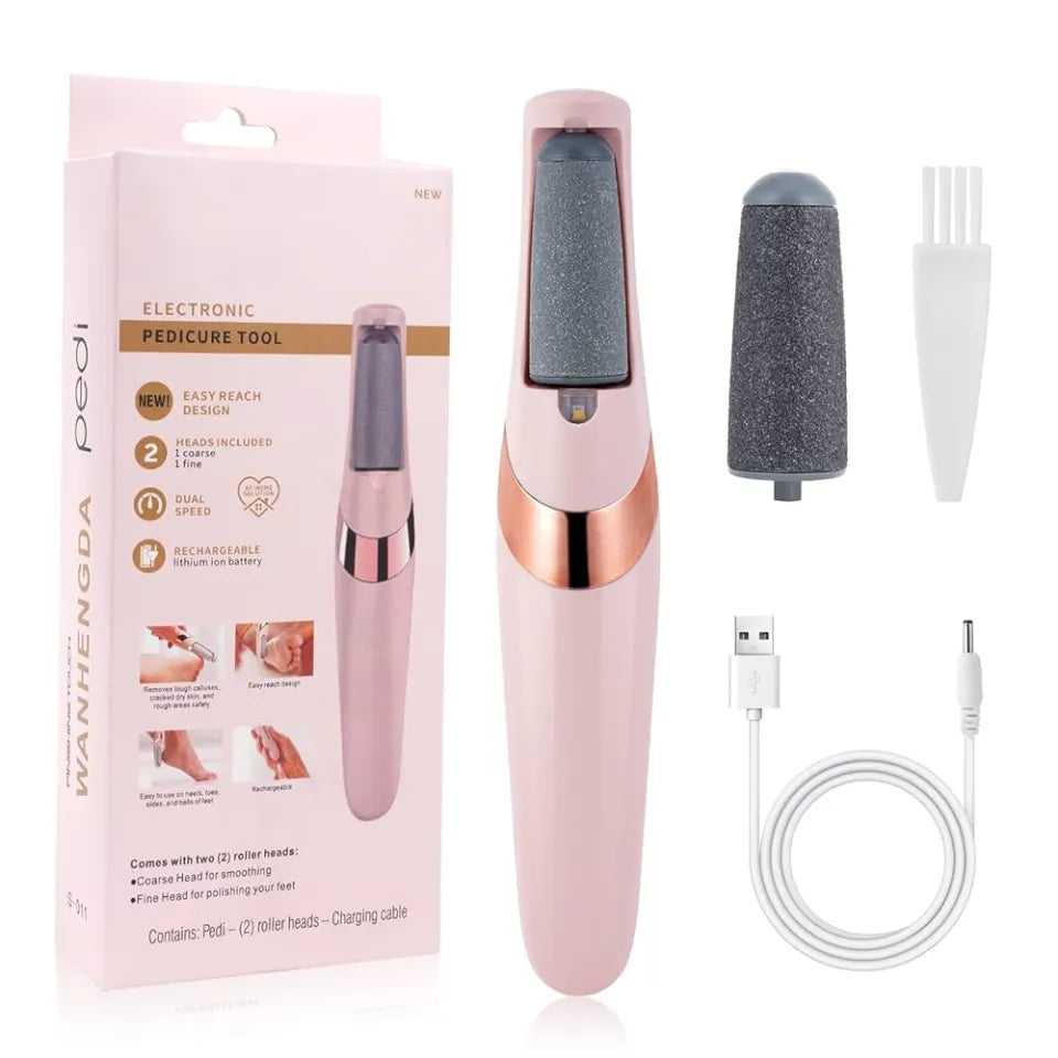 Flawless Pedi Rechargeable Electric Foot File – Gentle Callus & Dead Skin Remover for Smooth Feet