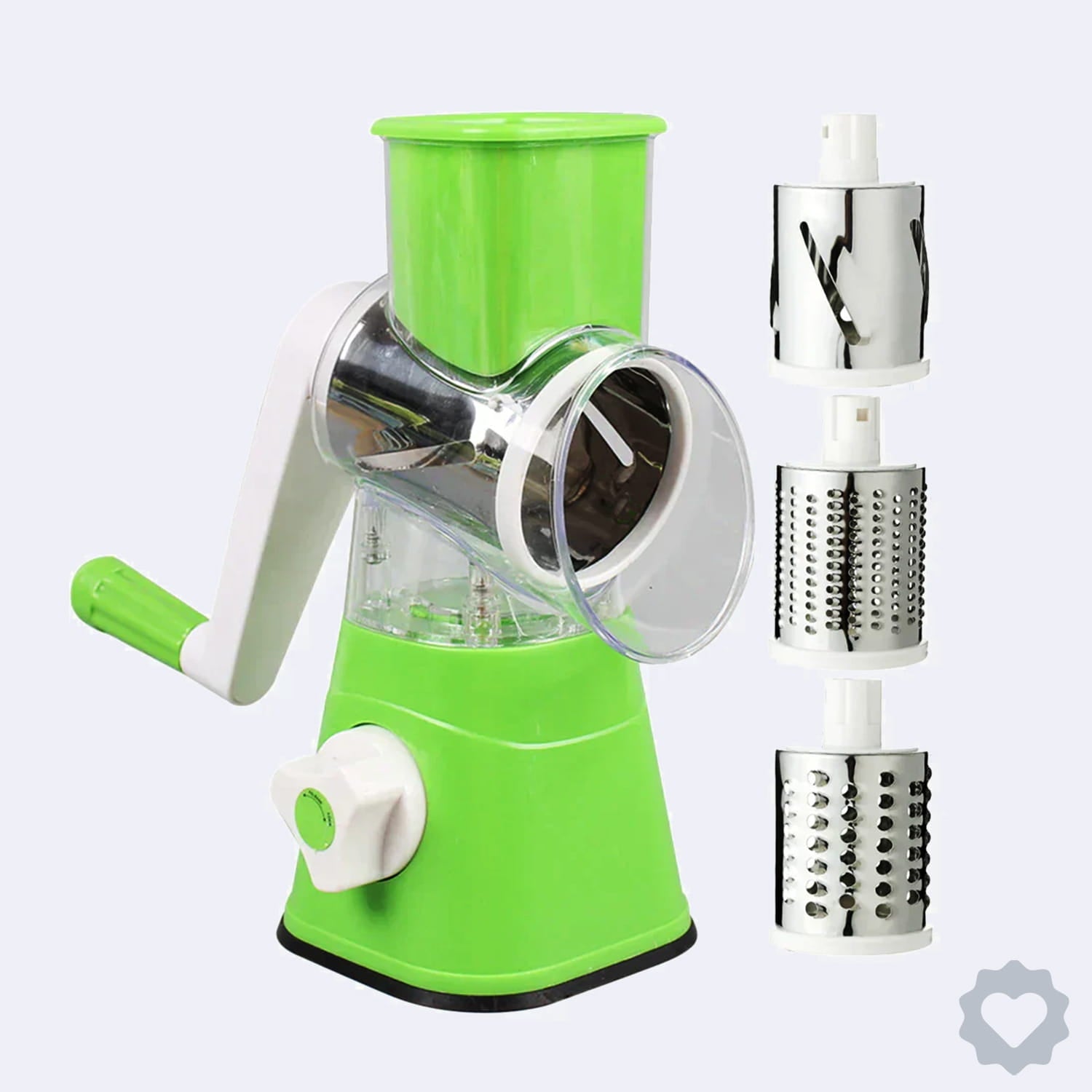 Manual 3-in-1 Vegetable Cutter & Drum Grater – Round Slicer, Multifunctional Kitchen Gadget