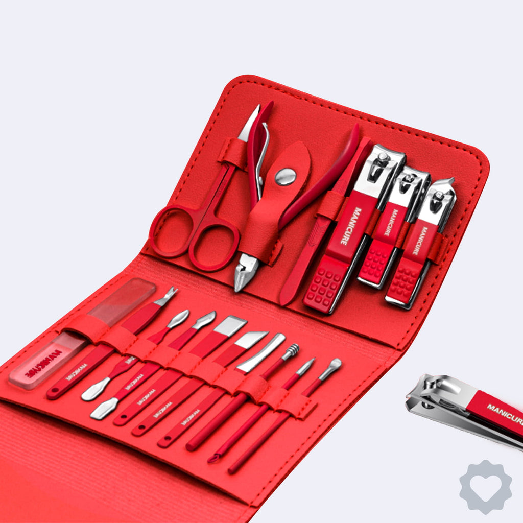 16-Piece Professional Manicure & Pedicure Grooming Kit | Stainless Steel Nail Care Set with Travel Case (Random Pastel Color)